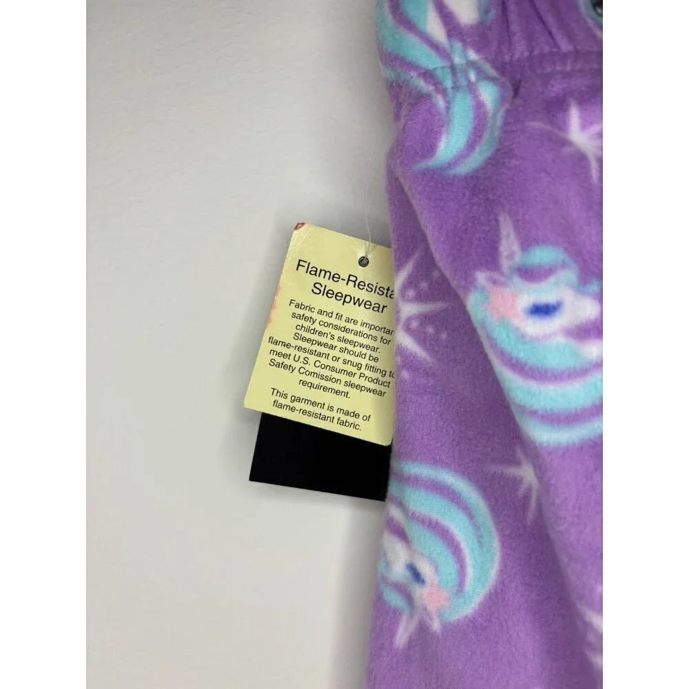 CUDDL DUDS NEW Girls M (7/8) Sleepwear Pants Purple Unicorn Fleece Fuzzy Comfy